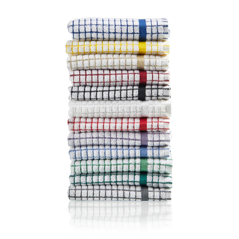 Mono Check Terry Tea Towels 100% Egyptian Cotton Soft Dish Cloth Kitchen Drying Towels