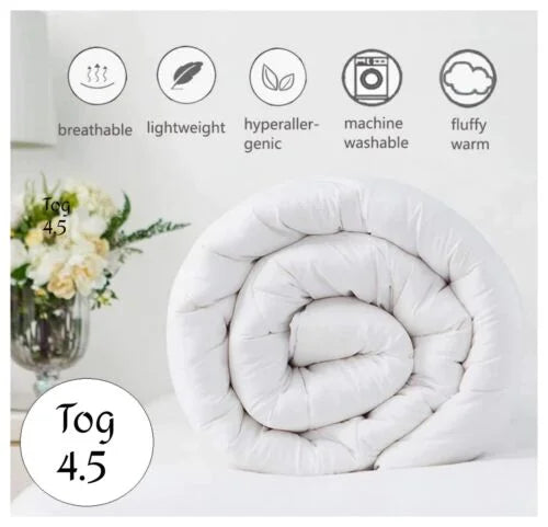 Soft 4.5 Tog Hollowfibre Duvet for Summer Comfort