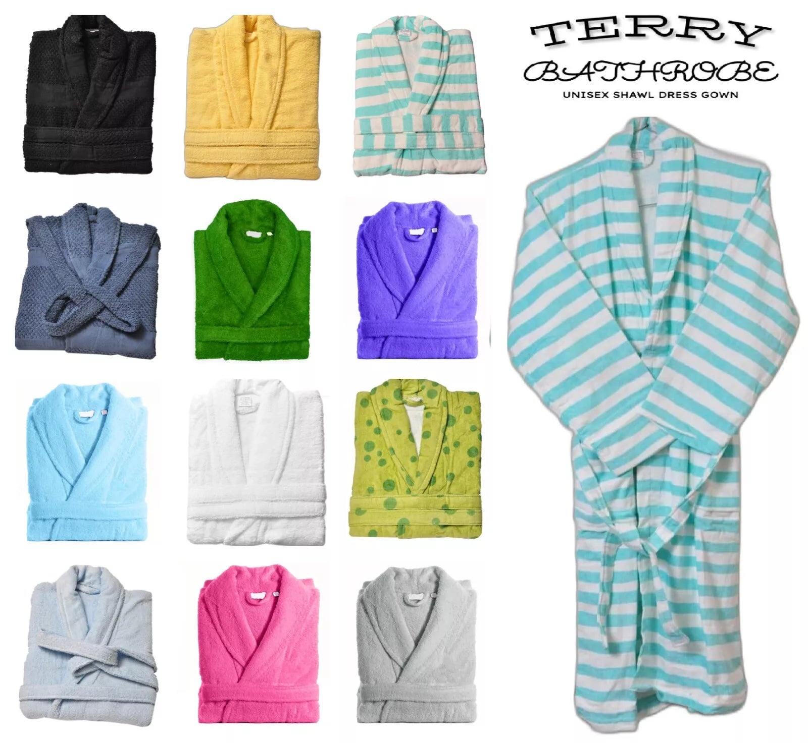 High Quality Turkish Cotton Terry Towelling White Bath Robes Towelsbay