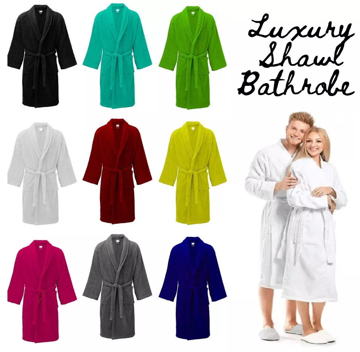 Unisex Shawl Bath Robe in 100% Egyptian Cotton Terry Towels: The Greatest Comfort Towelsbay