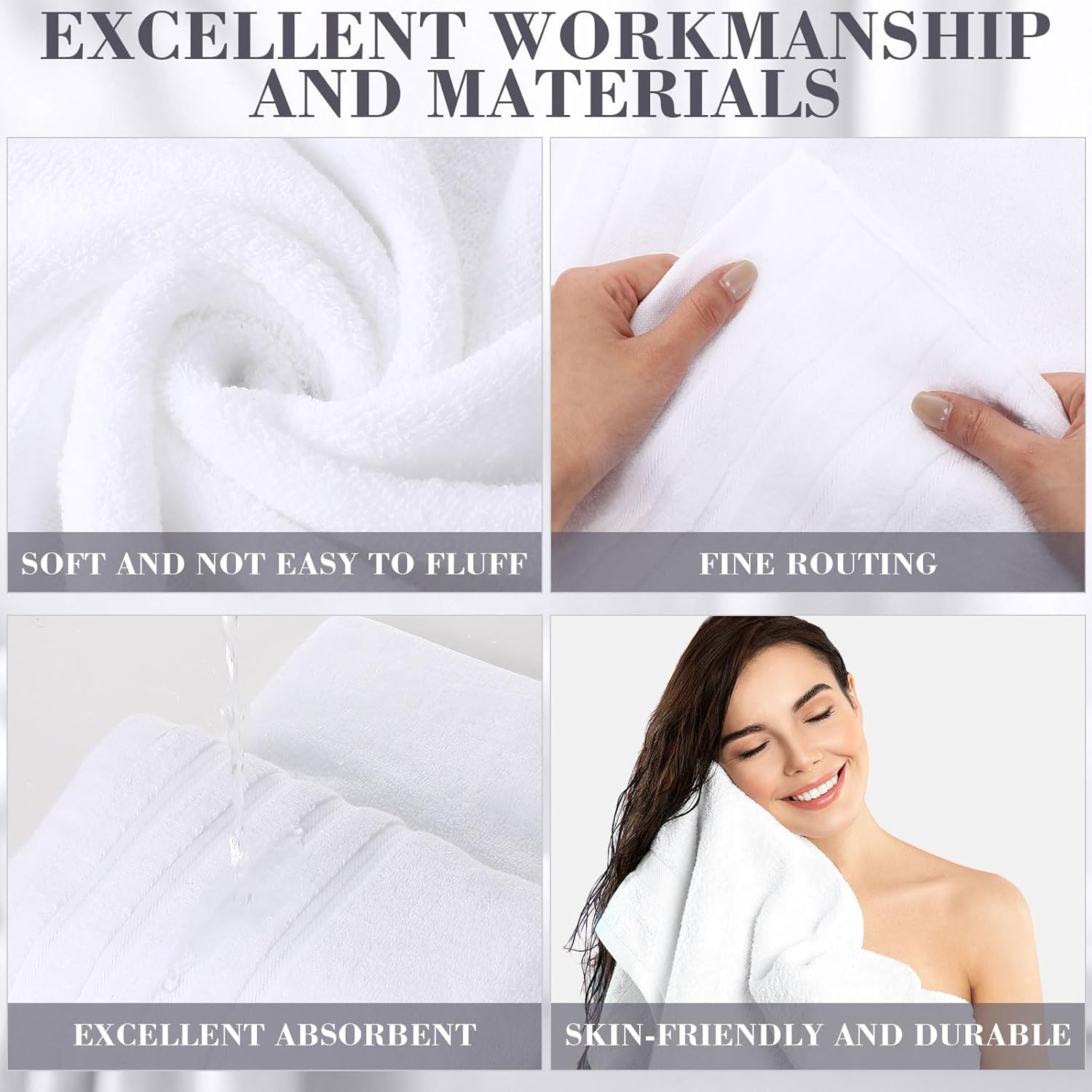 Luxurious Soft White Bath Towels Egyptian Cotton 600GSM Hotel Grade 70 X 130 cm