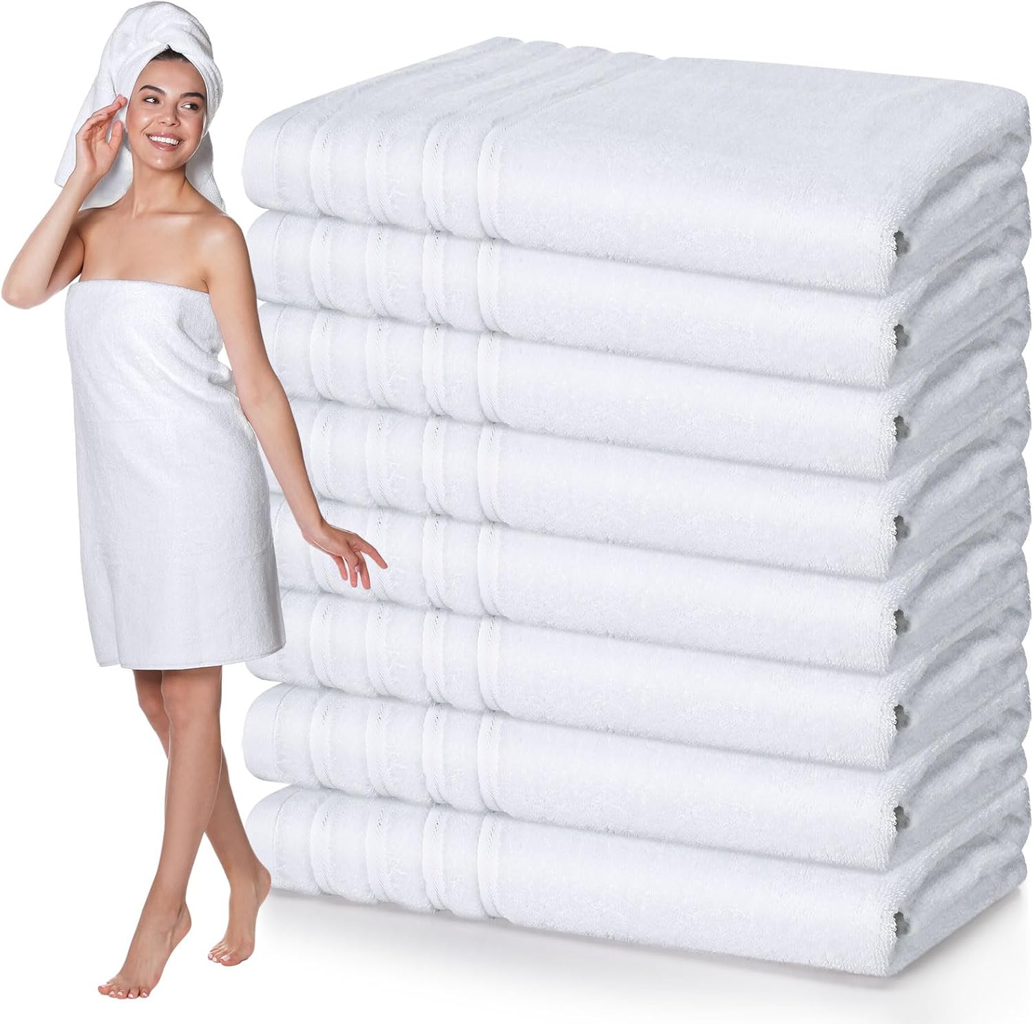 Luxurious Soft White Bath Towels Egyptian Cotton 600GSM Hotel Grade 70 X 130 cm