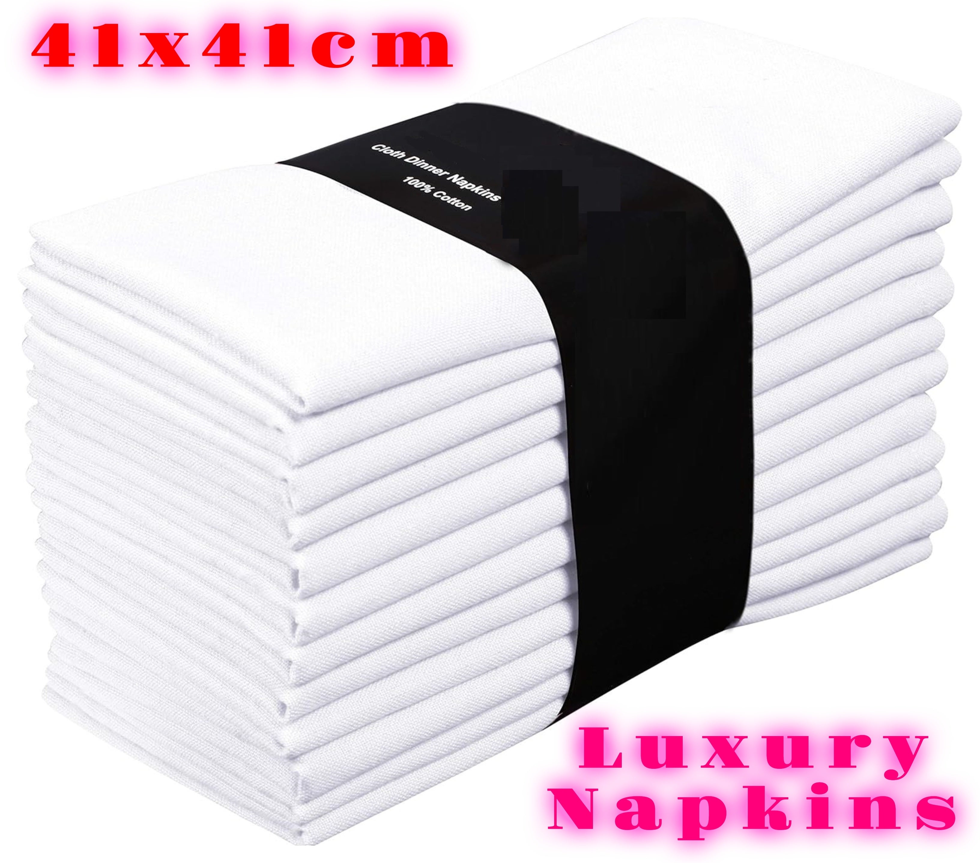 Pack of 50 Luxury Cotton Napkins Large Size Hotel Quality Table Linen Dinner Party Napkins