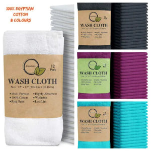 Egyptian Cotton-12 Pack of Flannel Washcloths