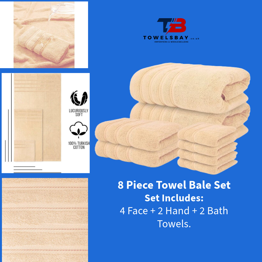 Latte 8 Piece Towels Bale Set Super Soft & Absorbent for Multipurpose use