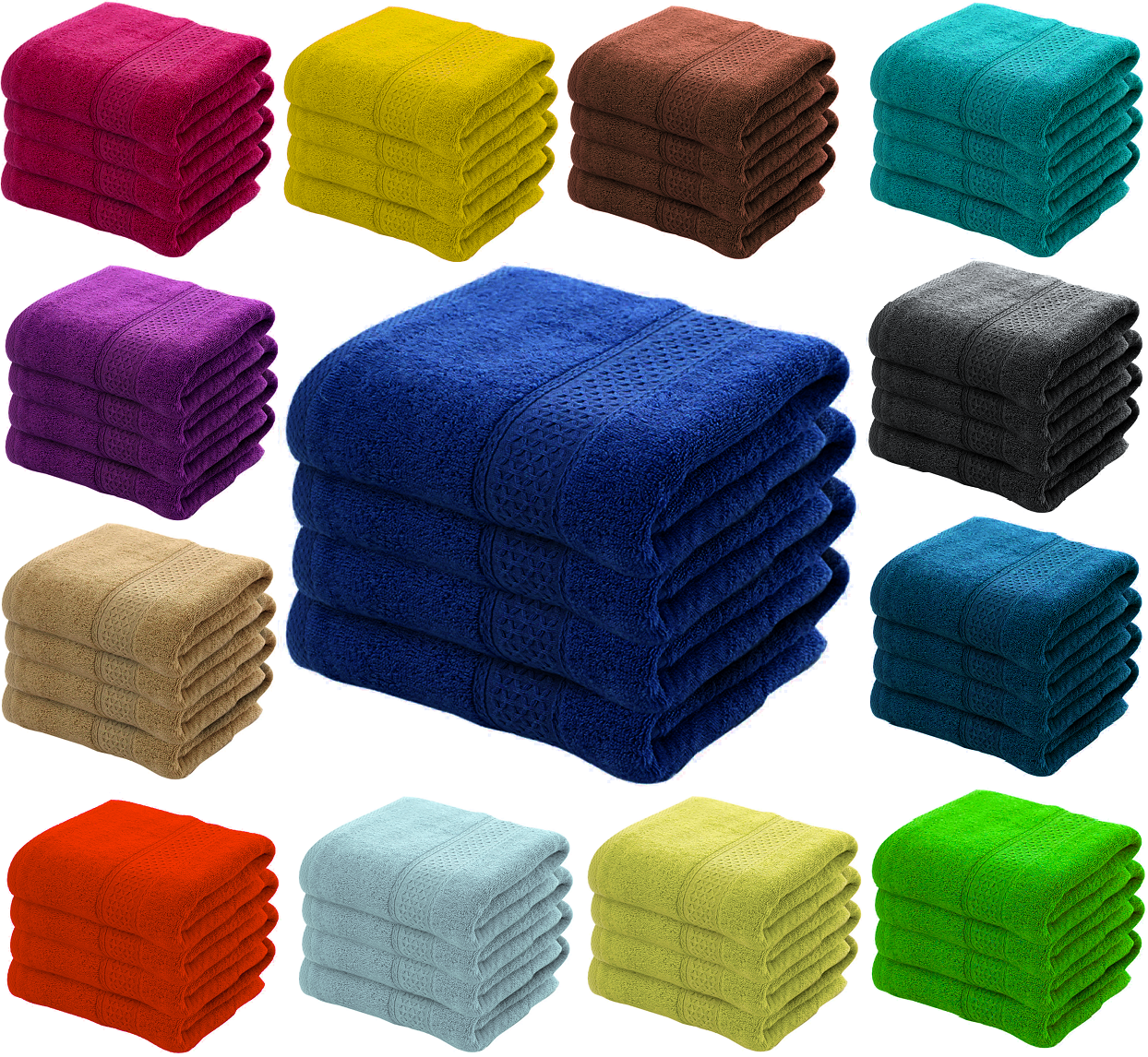 4X Bath Sheets Towels 75 X 150 cm 100% Egyptian Cotton Big Bathroom Towels 500GSM Towels - Towelsbay