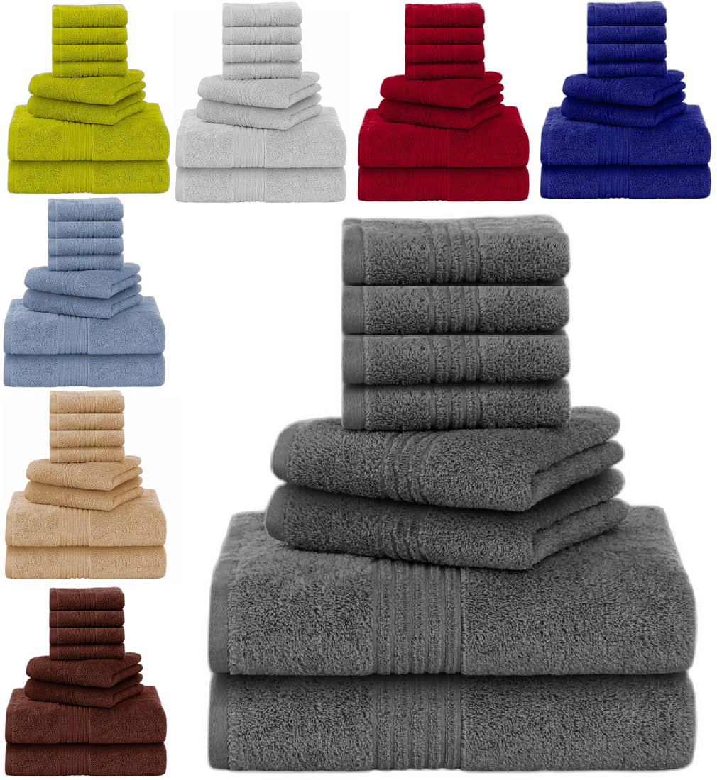 8 Pcs Towel Bale Set 100% Egyptian Cotton Bathroom Face Hand Bath Towels 500 GSM