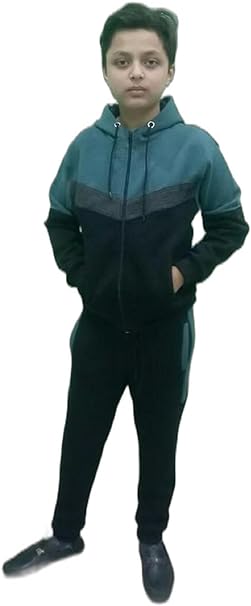 Plain Tracksuit Children Zipper Fleece Hooded Sweatpants Sports Outfit