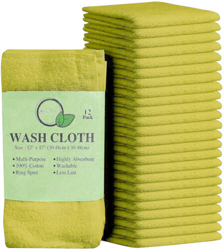 High Quality Egyptian Cotton-12 Pack of Flannel Washcloths -Super Soft