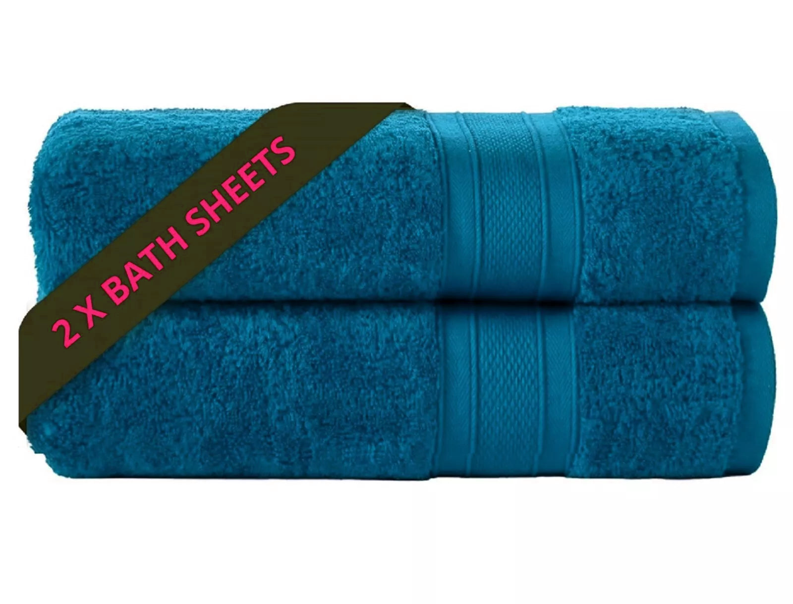 Two-Large Jumbo Budget Bath Sheets 75 cm x 150 cm- Pure Egyptian SheetsCotton 500 GSM - Towelsbay