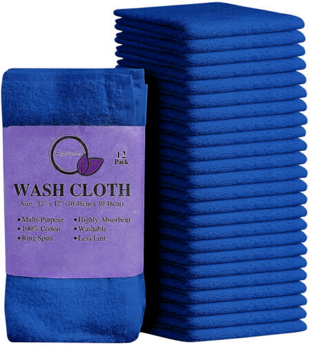 High Quality Egyptian Cotton-12 Pack of Flannel Washcloths -Super Soft