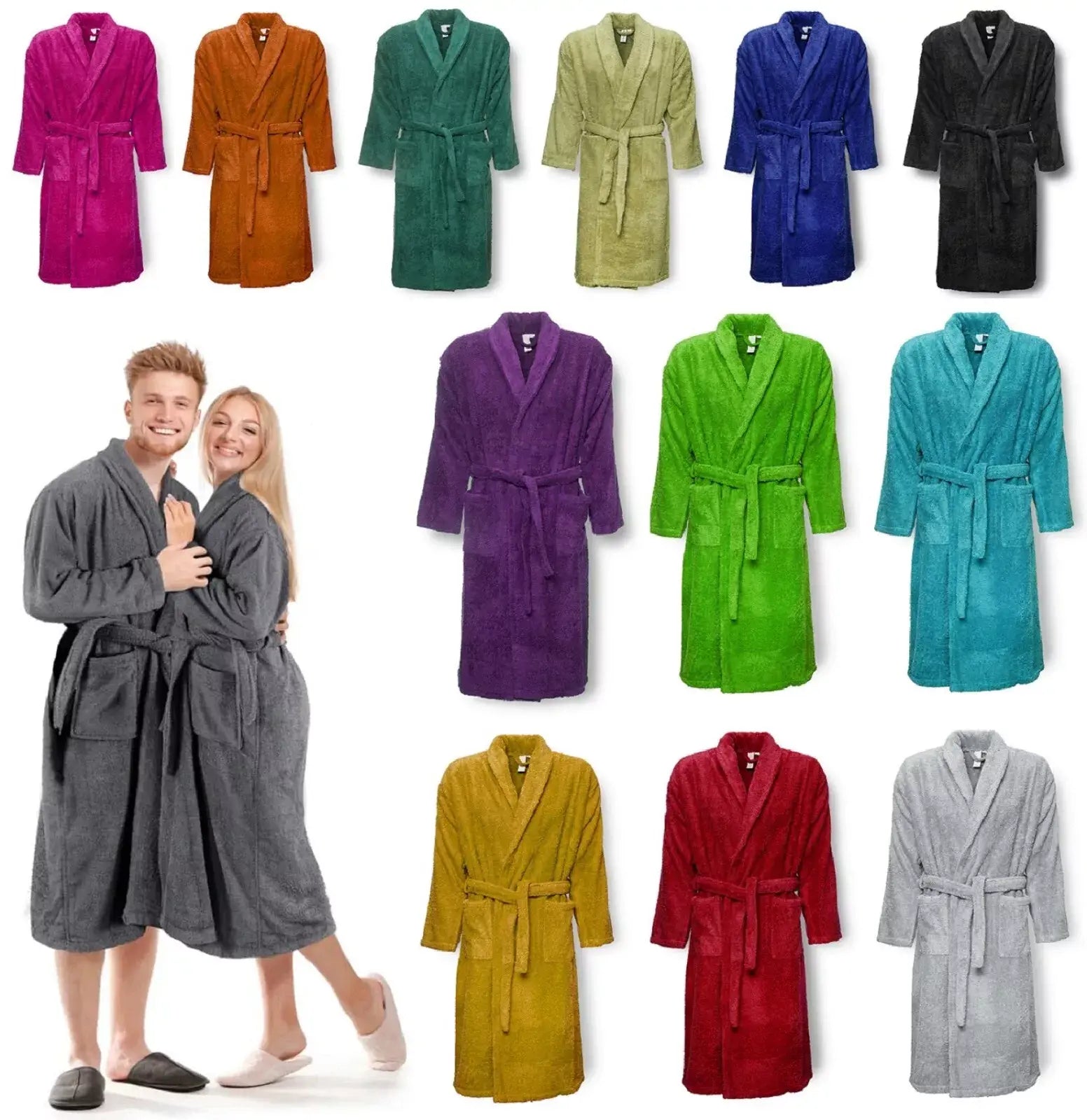 Luxury 100% Egyptian Cotton Terry Toweling Bathrobe