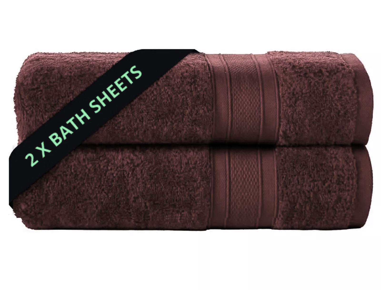 Two-Large Jumbo Budget Bath Sheets 75 cm x 150 cm- Pure Egyptian SheetsCotton 500 GSM - Towelsbay