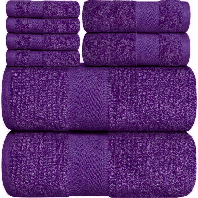 8 Pcs Towel Bale Set 100% Egyptian Cotton Face, Hand Towel, Big Bath Towel 600GSM - Towelsbay