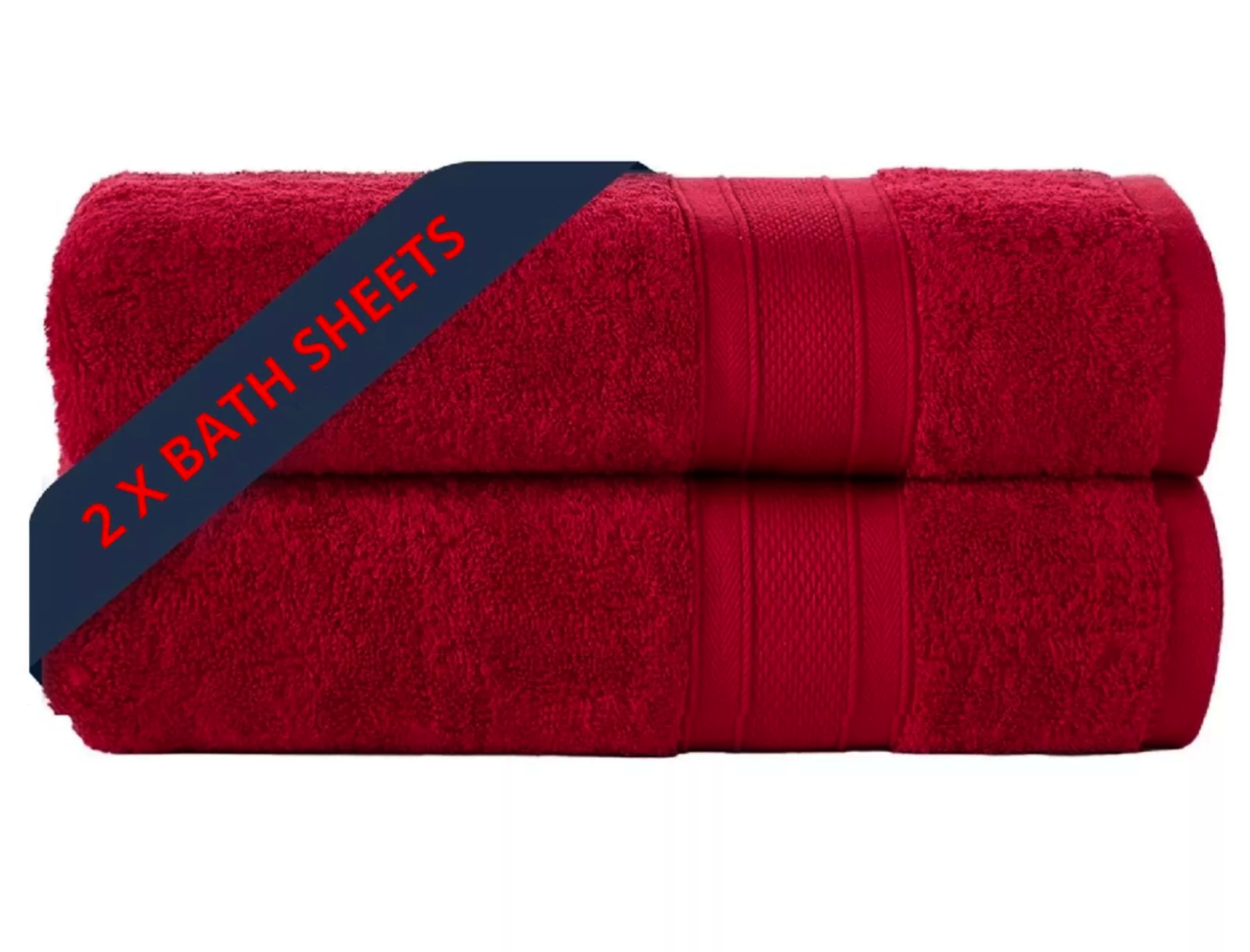 Two-Large Jumbo Budget Bath Sheets 75 cm x 150 cm- Pure Egyptian SheetsCotton 500 GSM - Towelsbay