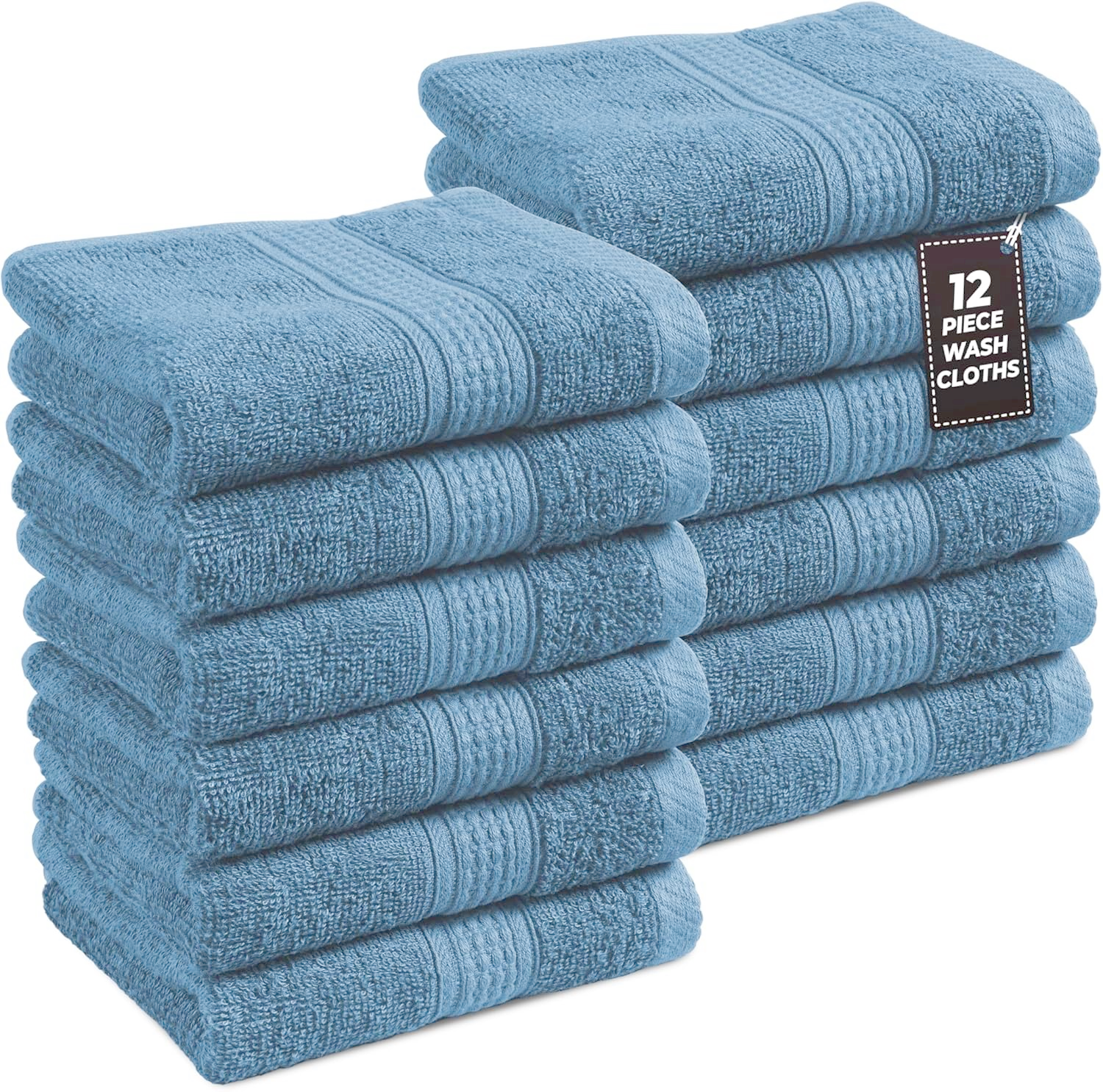 24x Face Cloths Flannels 100% Egyptian Cotton Washcloth Hotel Quality Towels Set