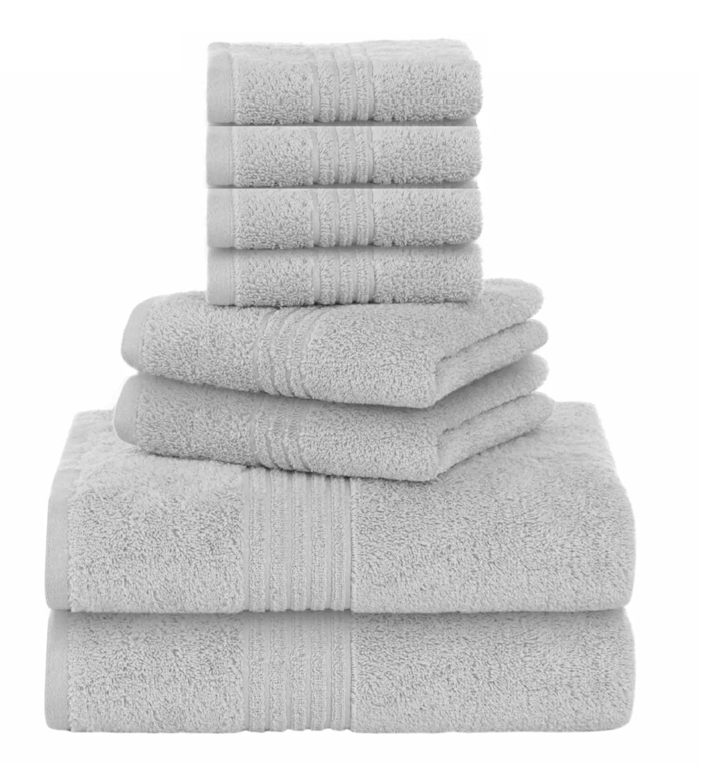 8 Pcs Towel Bale Set 100% Egyptian Cotton Bathroom Face Hand Bath Towels 500 GSM