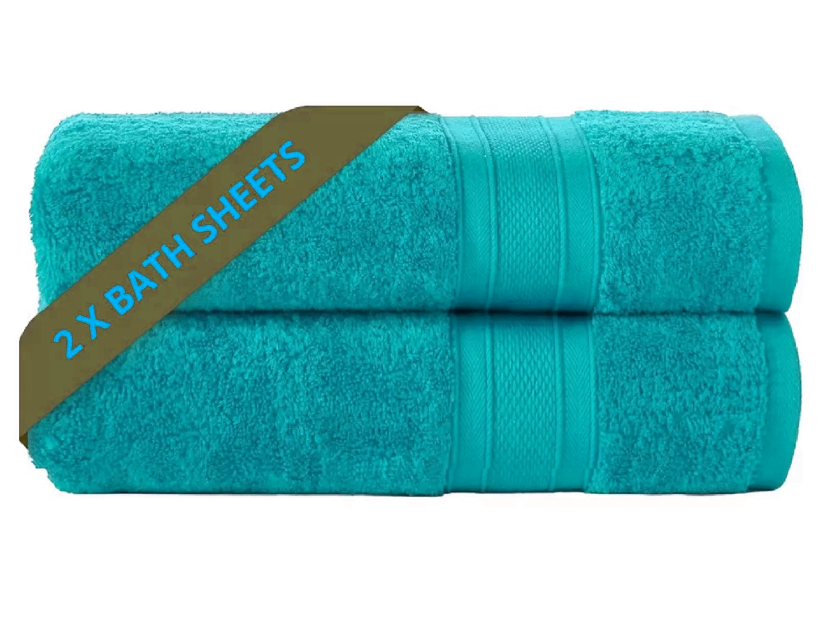 Two-Large Jumbo Budget Bath Sheets 75 cm x 150 cm- Pure Egyptian SheetsCotton 500 GSM - Towelsbay