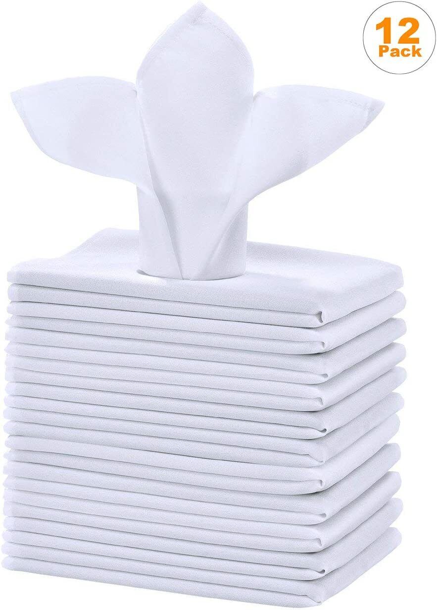 Table Linen: 12 x White Cotton Napkins; 100% Egyptian Cotton; 250 TC