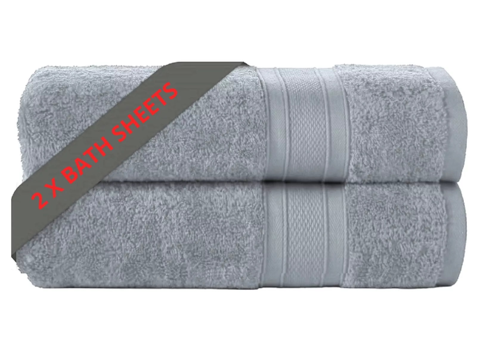 Two-Large Jumbo Budget Bath Sheets 75 cm x 150 cm- Pure Egyptian SheetsCotton 500 GSM - Towelsbay