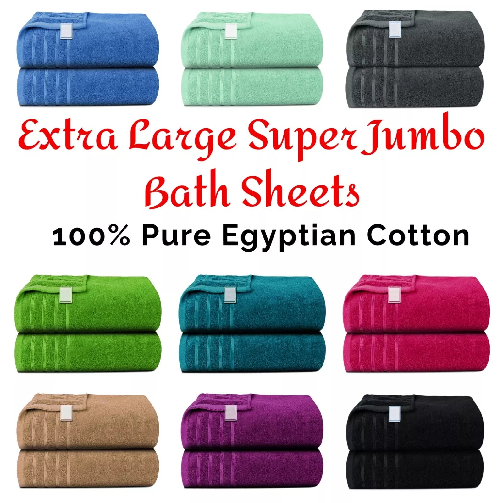 90x170cm Extra Large Jumbo Bath Sheets, Pack of 2/4 Super Soft Bath Towels Sheet