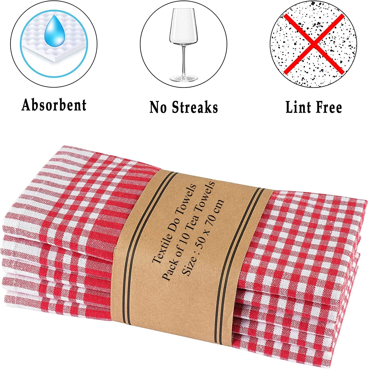 100% Cotton Terry Kitchen Towels Checkered Designed