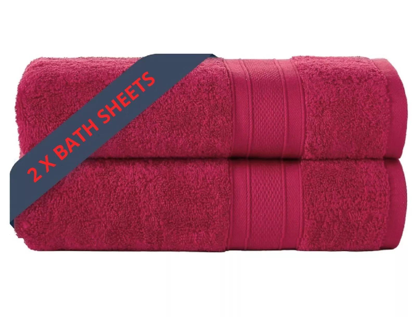 Two-Large Jumbo Budget Bath Sheets - Pure Egyptian Cotton 500 GSM