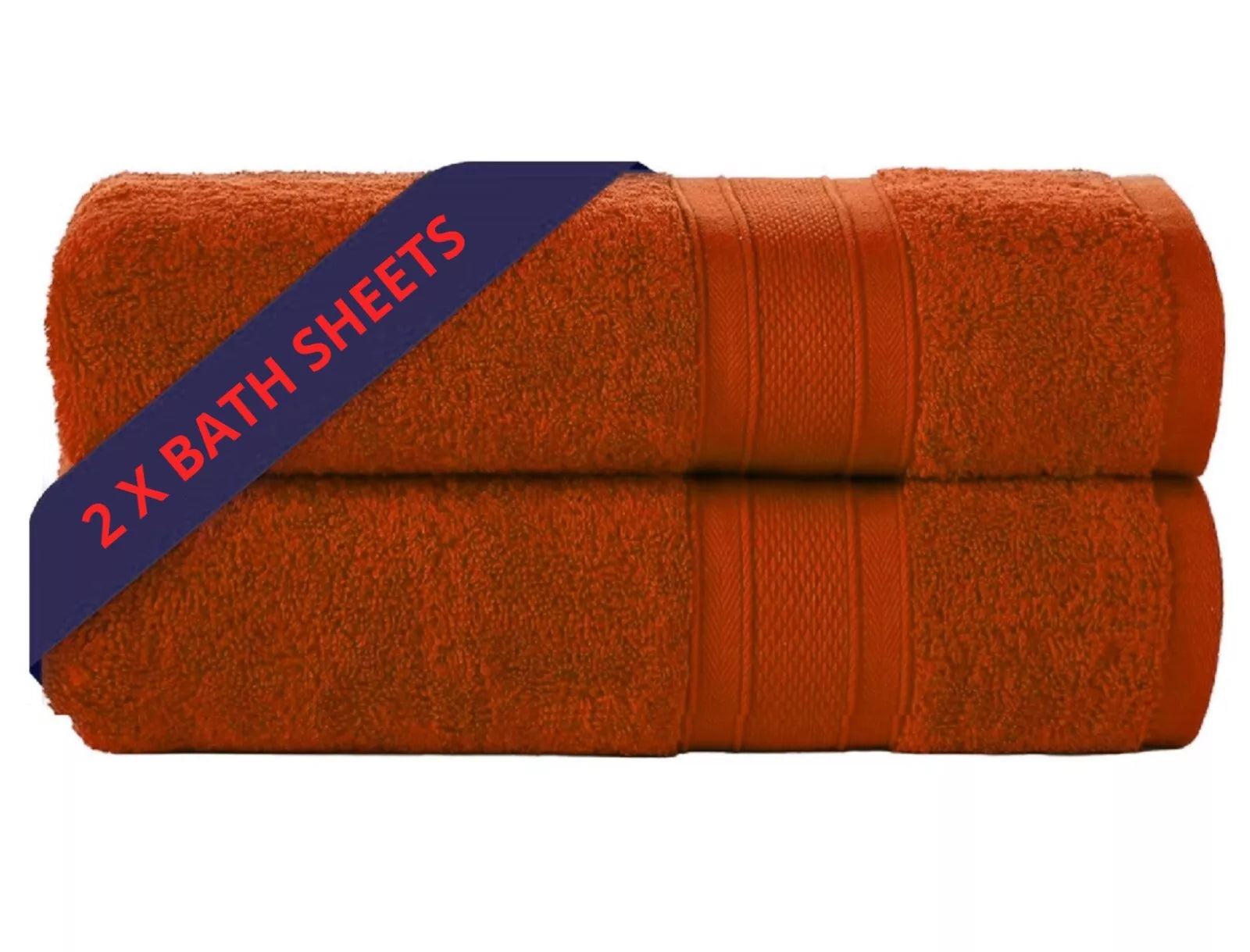 Two-Large Jumbo Budget Bath Sheets 75 cm x 150 cm- Pure Egyptian SheetsCotton 500 GSM - Towelsbay