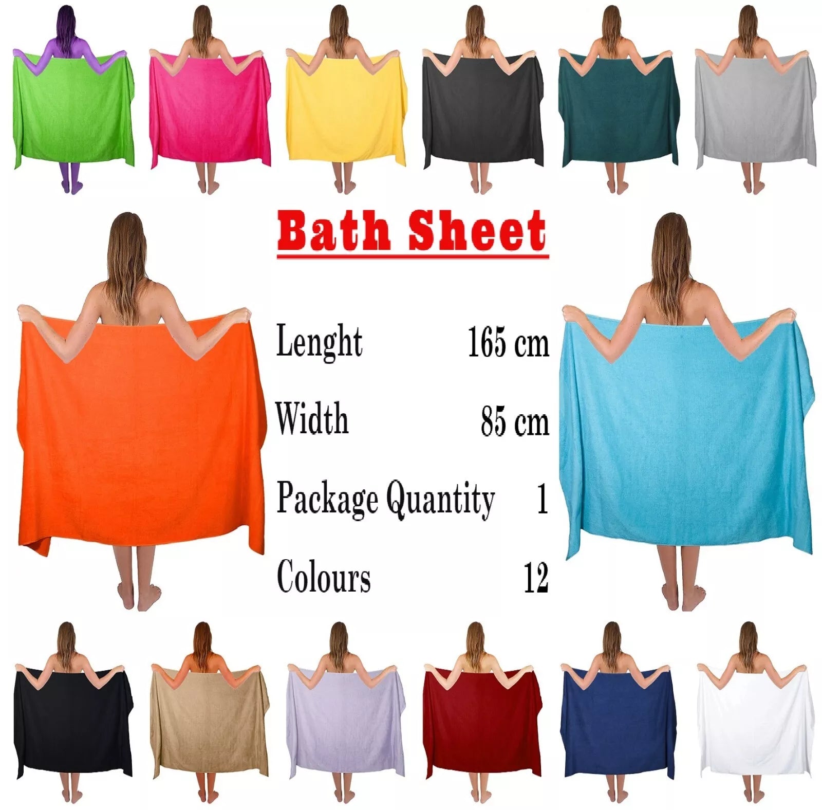 Jumbo Bath Sheet Towels 100% Soft Cotton Bath Sheets (85cm x 165 cm) - Towelsbay