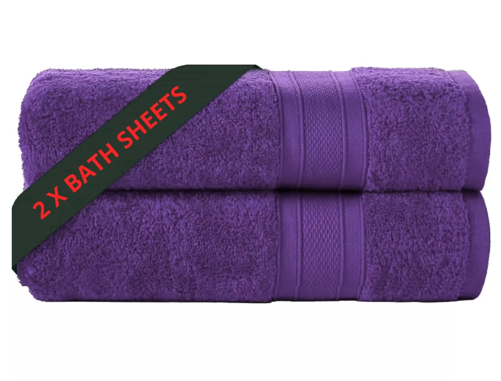 Two-Large Jumbo Budget Bath Sheets 75 cm x 150 cm- Pure Egyptian SheetsCotton 500 GSM - Towelsbay