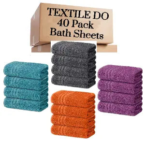 40 Pieces Bath Sheets Large Set 75cm X 150 cm