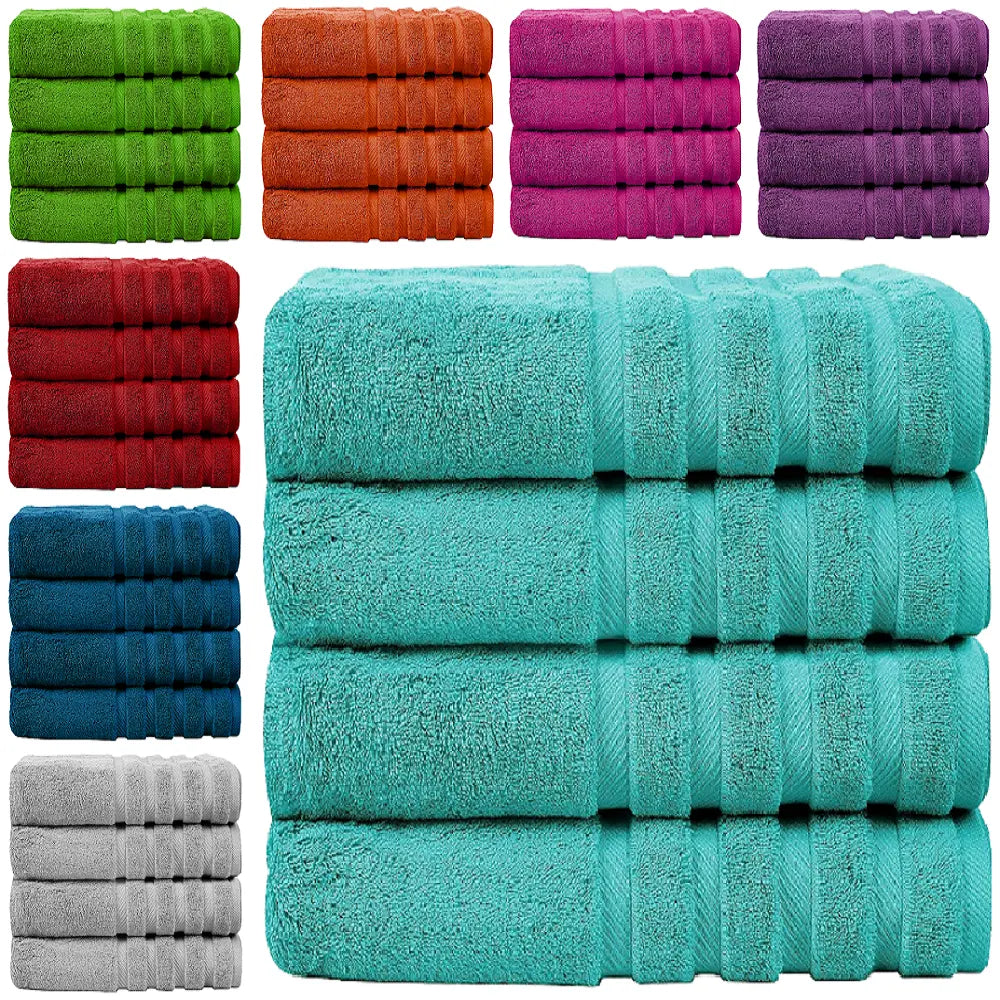 Pack of 4 - XL Giant Bath Towels, 100% Egyptian Cotton, 85 x 165 cm