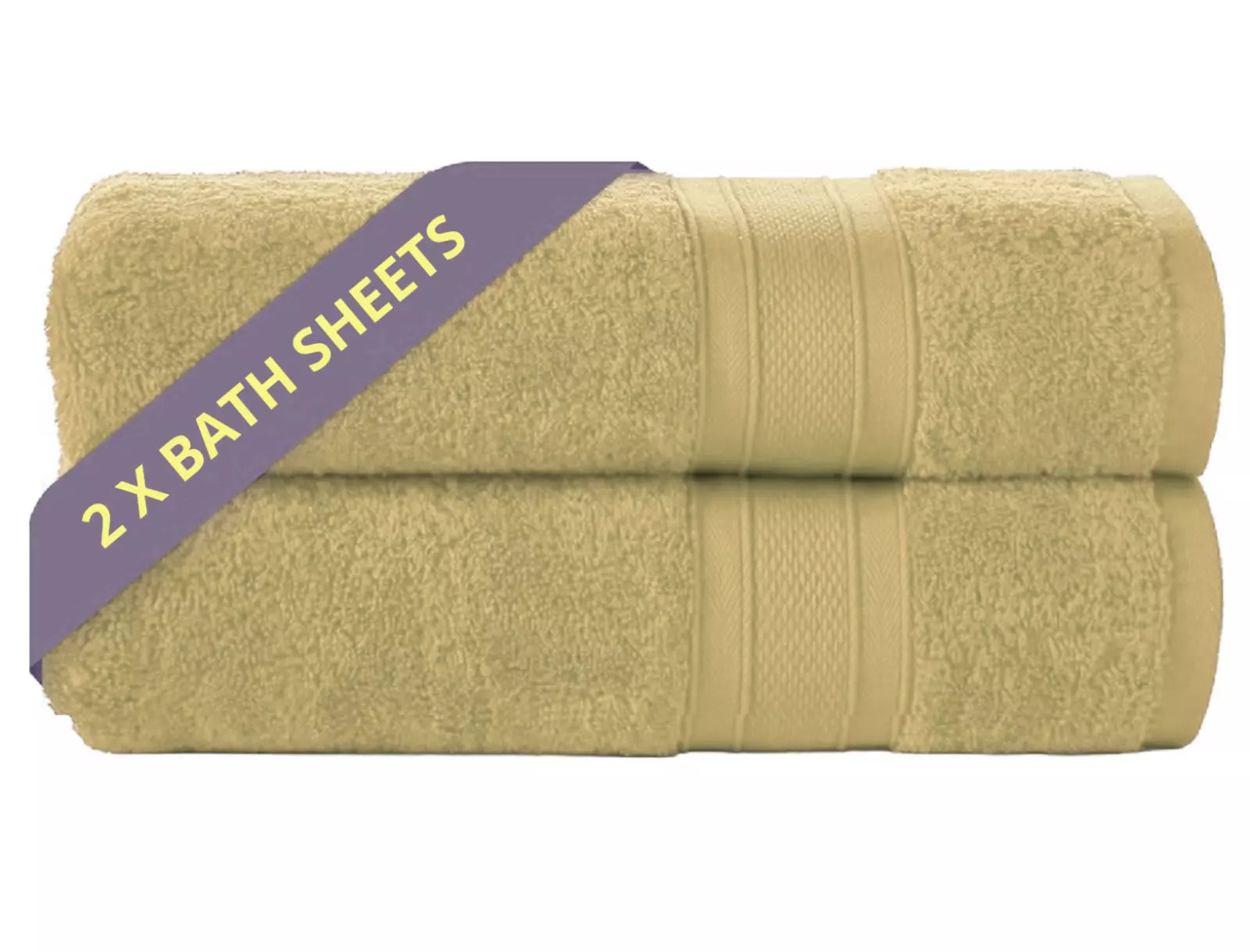 Two-Large Jumbo Budget Bath Sheets 75 cm x 150 cm- Pure Egyptian SheetsCotton 500 GSM - Towelsbay