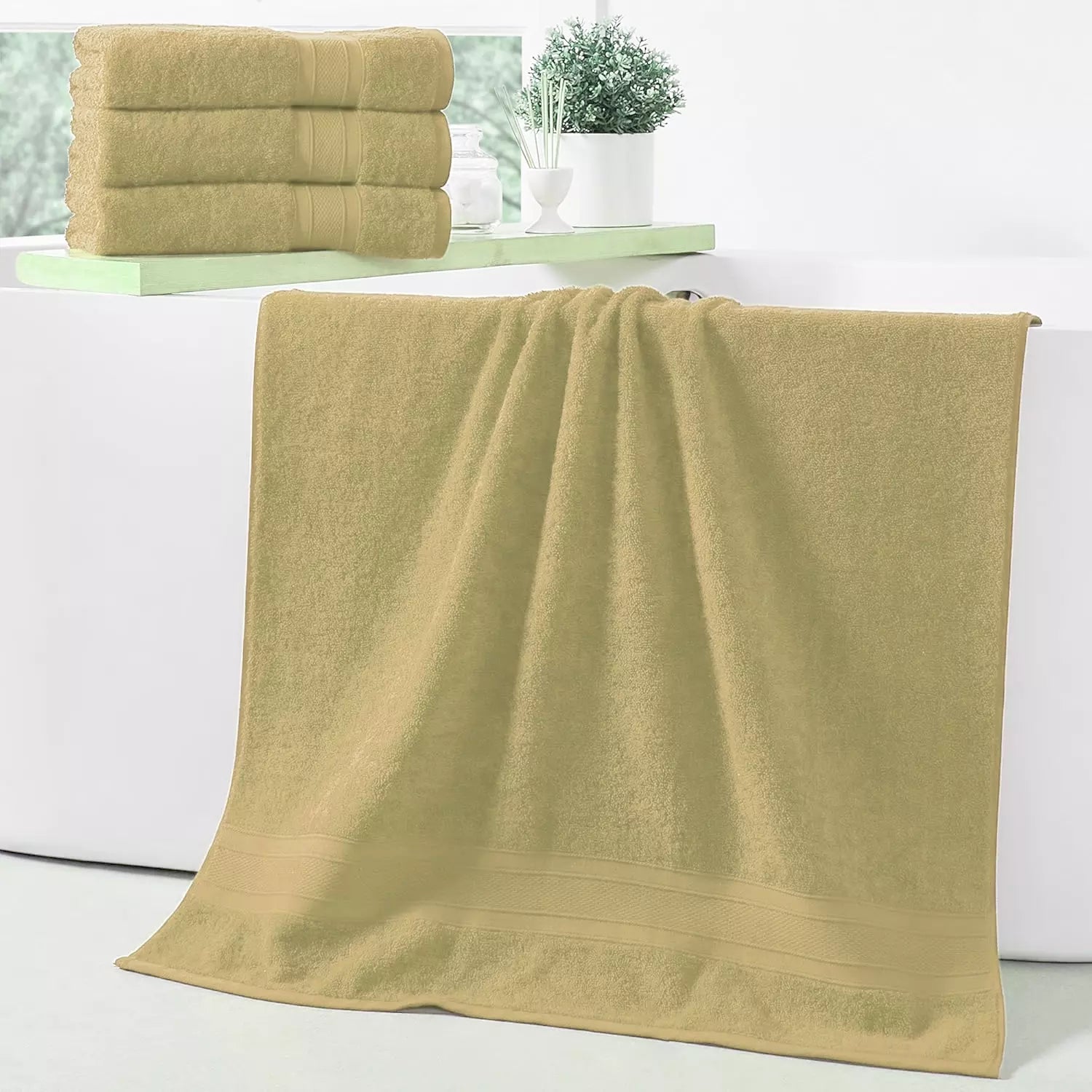 Two-Large Jumbo Budget Bath Sheets 75 cm x 150 cm- Pure Egyptian SheetsCotton 500 GSM - Towelsbay