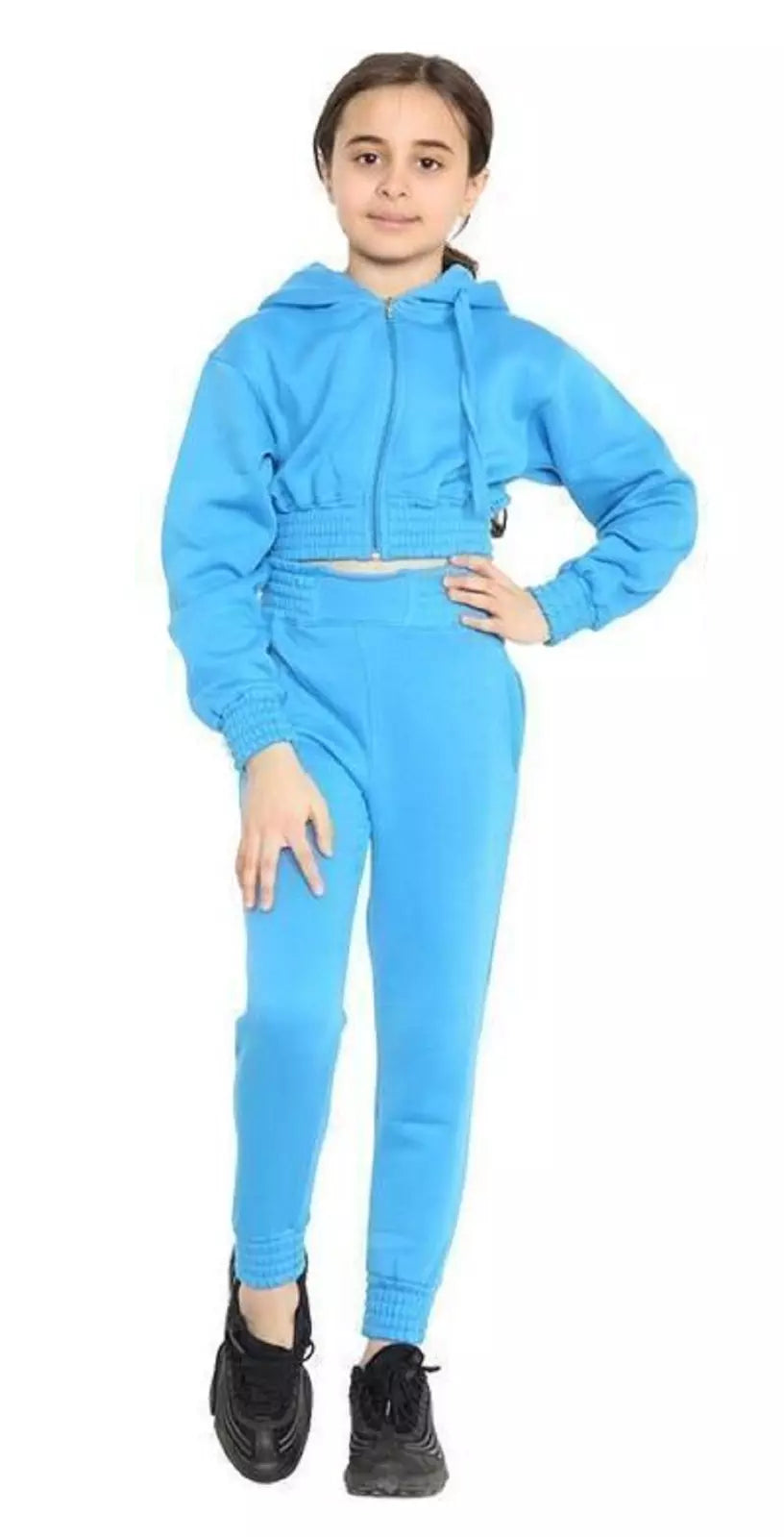 Kids Girls Tracksuit Hoodie, Kids and Teens Crop Tracksuit Set Casual