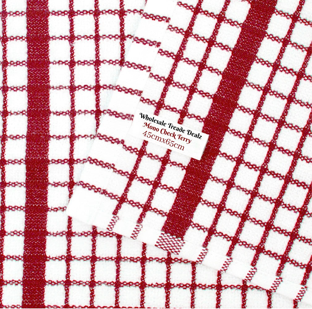 100X Extra Large Terry Tea Towels Check Design 100% Egyptian Cotton Kitchen Towels