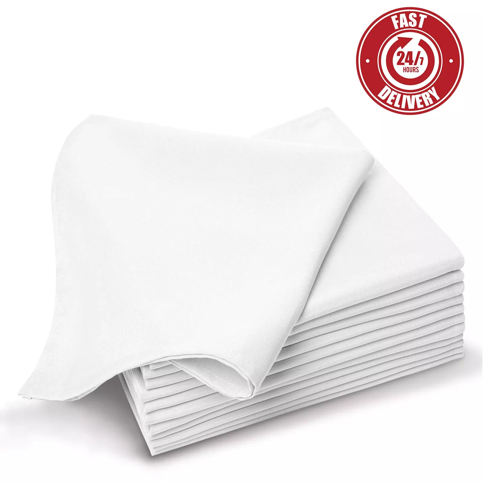 100 X White Cotton Napkins Table Linen Dinner 100% Egyptian Hotel Wedding 250TC