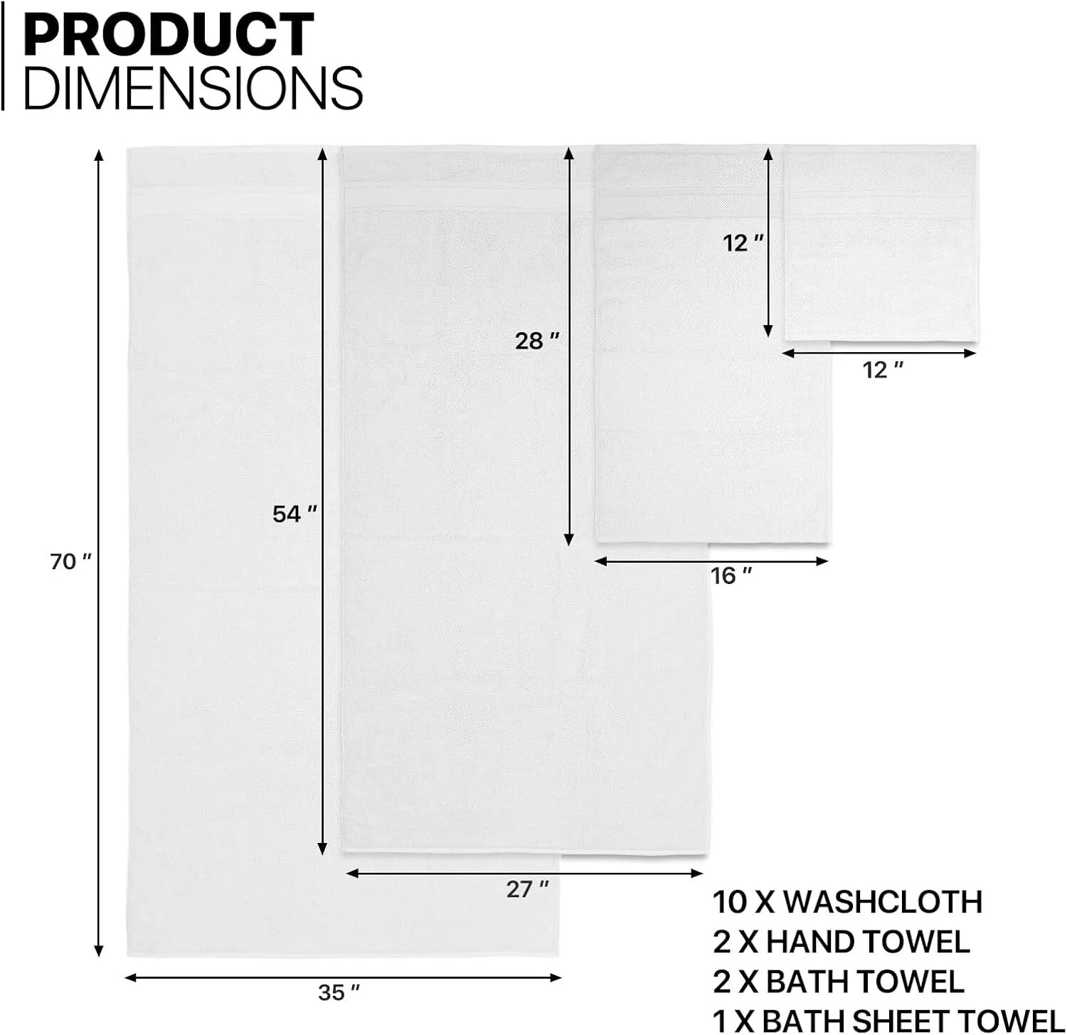Luxury Towels Set 800 GSM Bath Sheets 100% Egyptian Cotton Face Hand Bath Towels