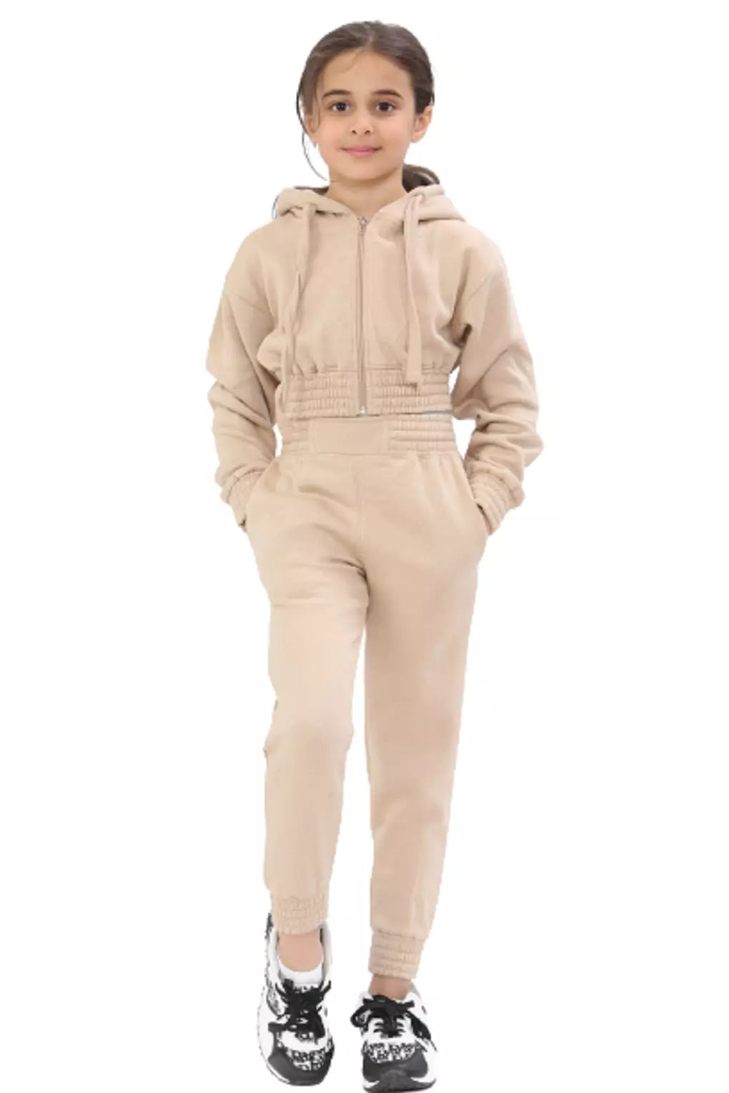 Kids Girls Tracksuit Hoodie, Kids and Teens Crop Tracksuit Set Casual