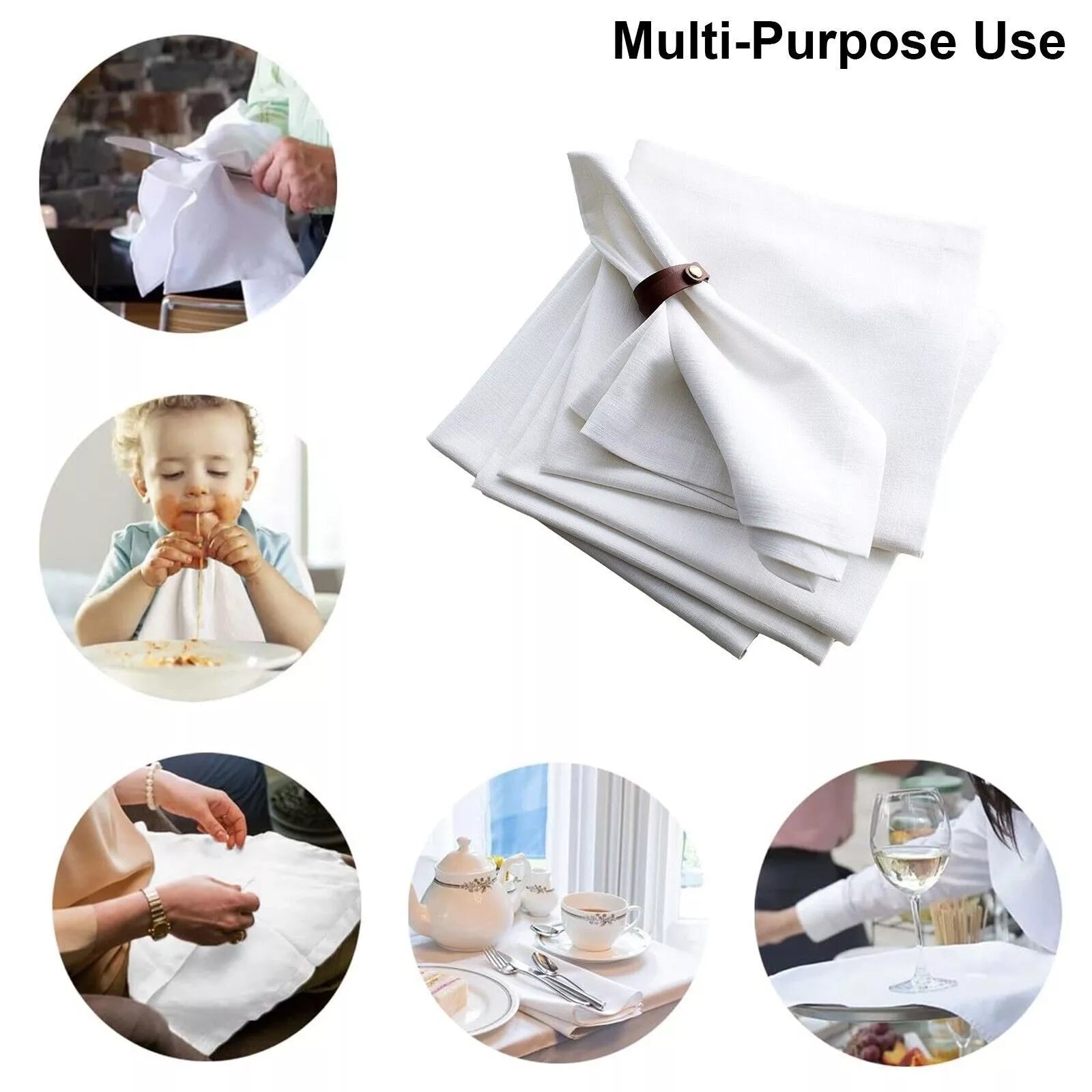 100 X White Cotton Napkins Table Linen Dinner 100% Egyptian Hotel Wedding 250TC