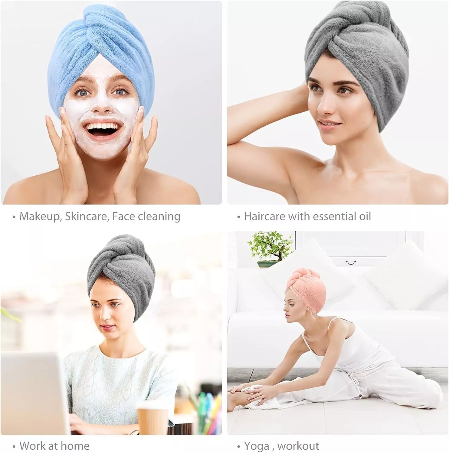 HAIR TOWEL WRAP 3 PACK HAIR TOWEL TURBAN TURBINE COTTON SHOWER HAT CAP QUICK DRY