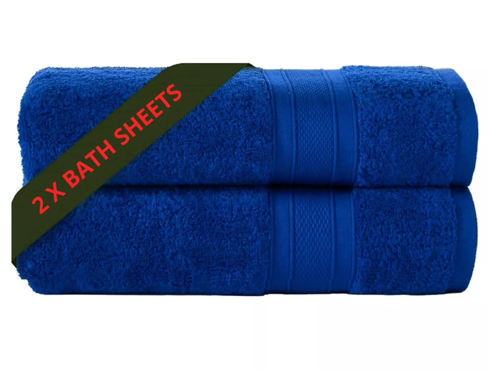 Two-Large Jumbo Budget Bath Sheets 75 cm x 150 cm- Pure Egyptian SheetsCotton 500 GSM - Towelsbay