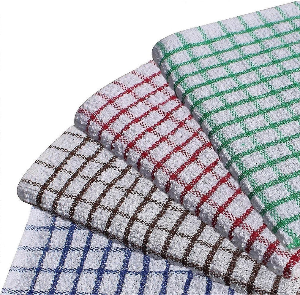 100X Extra Large Terry Tea Towels Check Design 100% Egyptian Cotton Kitchen Towels