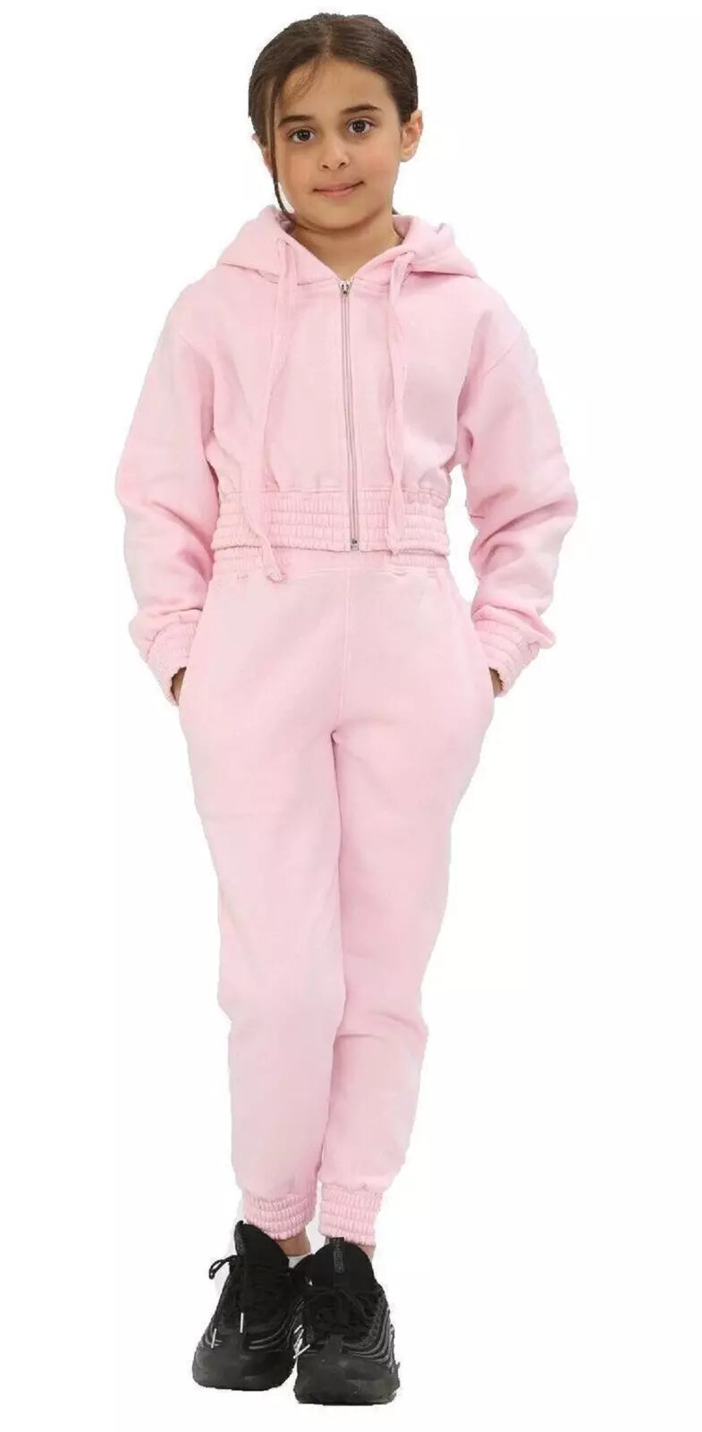 Kids Girls Tracksuit Hoodie, Kids and Teens Crop Tracksuit Set Casual