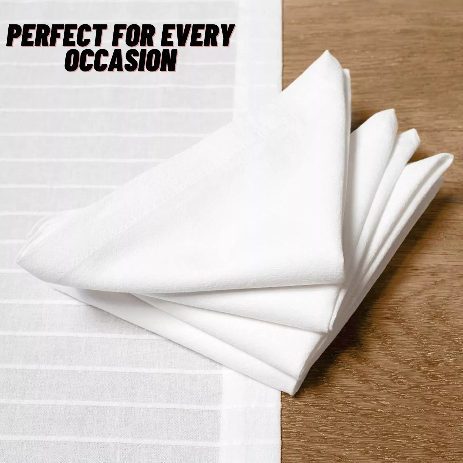 100 X White Cotton Napkins Table Linen Dinner 100% Egyptian Hotel Wedding 250TC