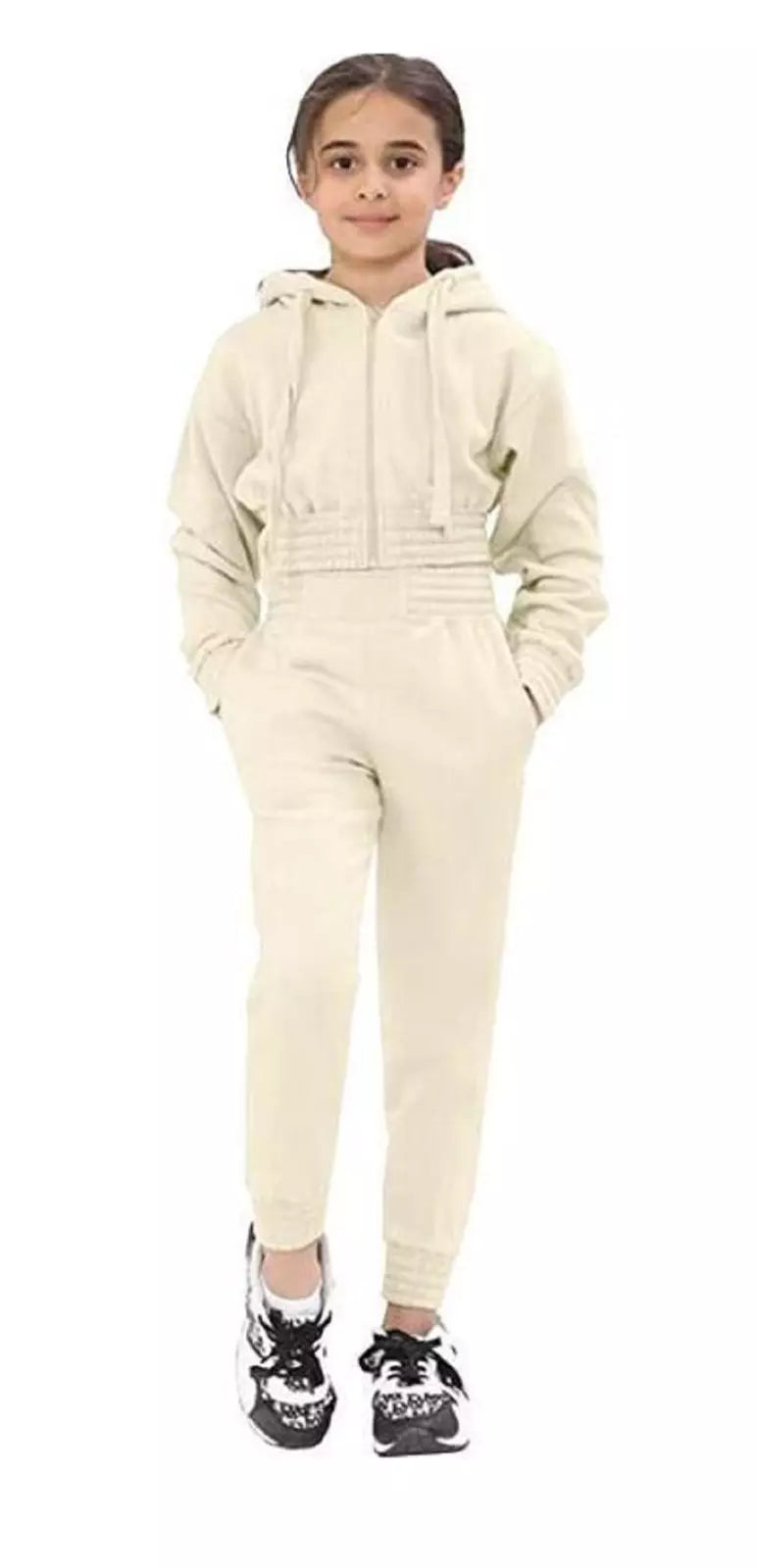 Kids Girls Tracksuit Hoodie, Kids and Teens Crop Tracksuit Set Casual