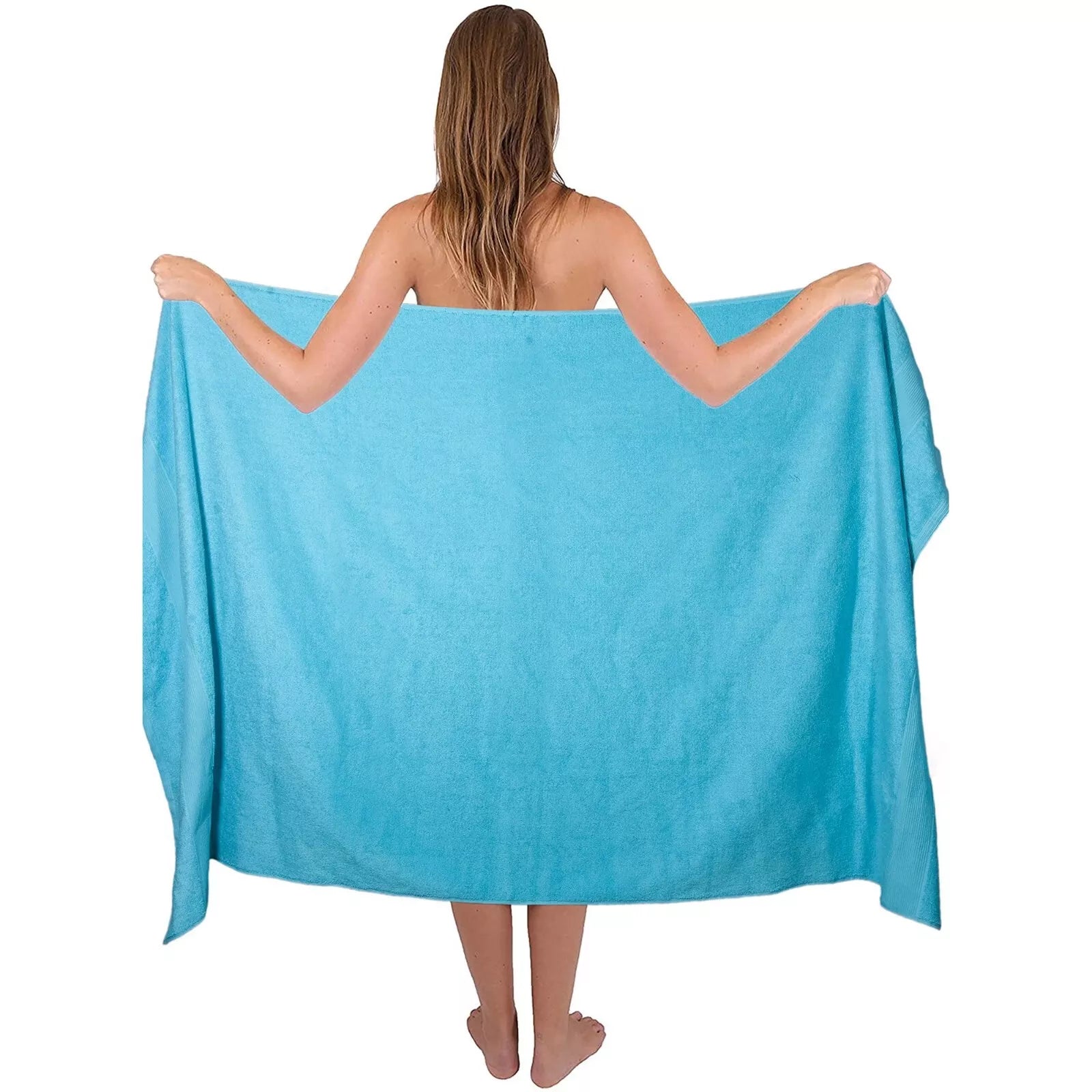 Generously sized 4X Large Super Jumbo Bath Sheet on a towel hook