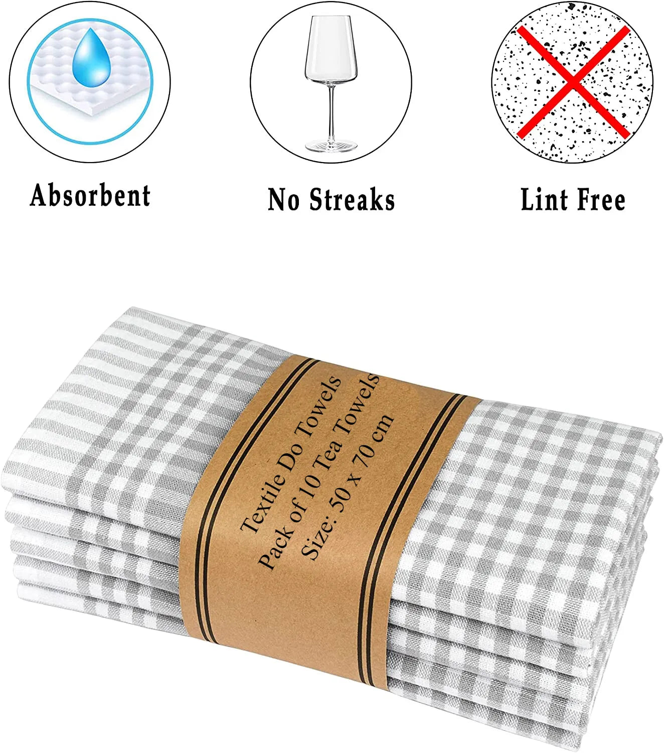 100% Cotton Terry Kitchen Towels Checkered Designed