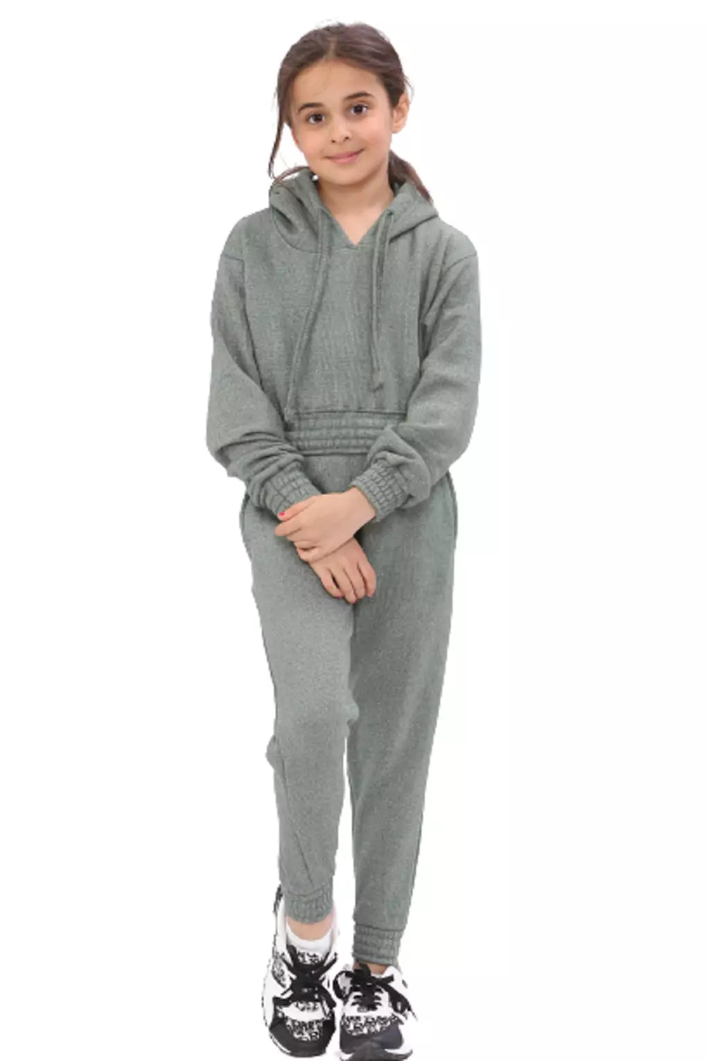 Kids Girls Tracksuit Hoodie, Kids and Teens Crop Tracksuit Set Casual