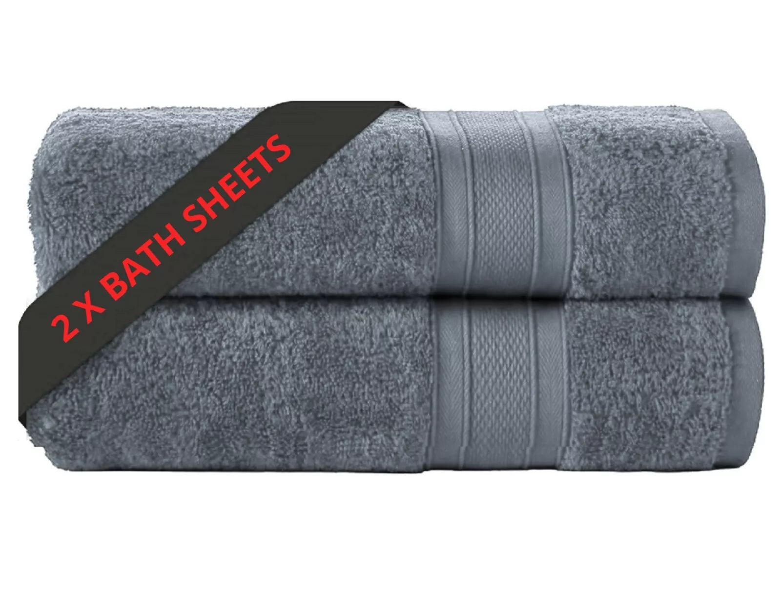 Two-Large Jumbo Budget Bath Sheets 75 cm x 150 cm- Pure Egyptian SheetsCotton 500 GSM - Towelsbay